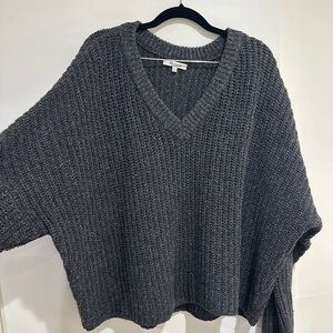 Madewell Marled Yarn Charcoal V-Neck Sweater